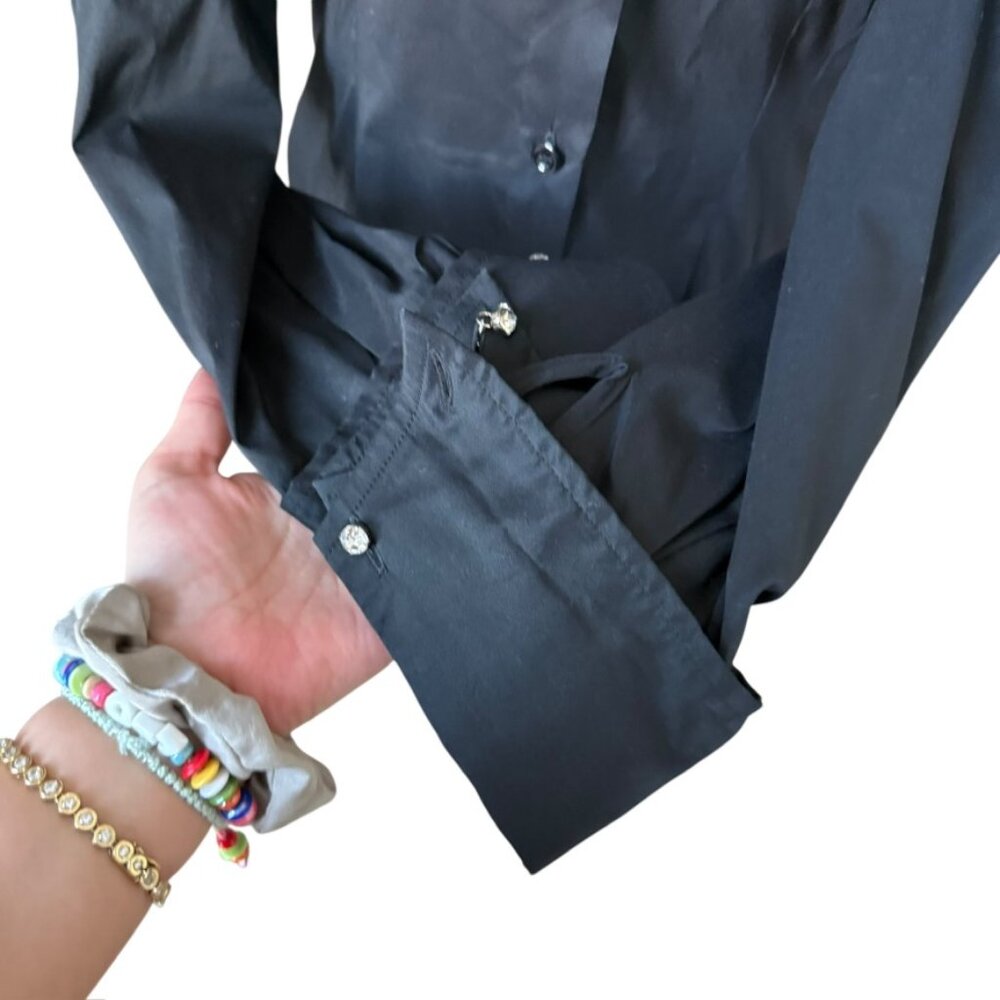 Guess Collection Y2k Button Down Black Shirt Rhin… - image 6